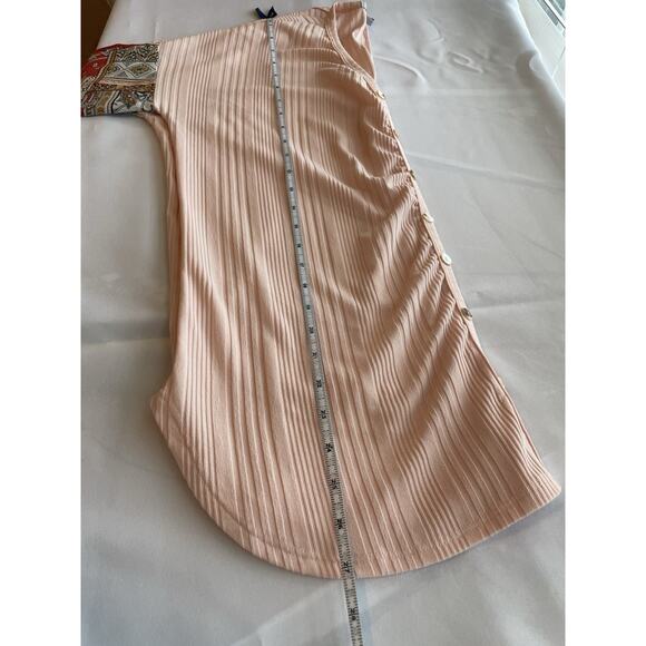 White Birch Button Down Patchwork Blouse Top Size Small Peach Pink Made In USA - Picture 5 of 10